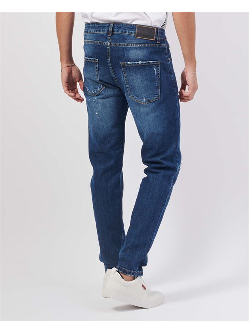 Jean homme Settemezzo peint avec patchs SETTE/MEZZO | NETTUNODENIM