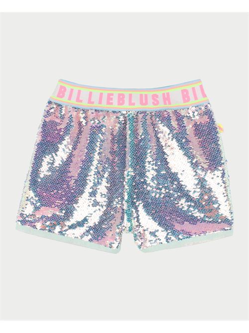 Billieblush silver shorts for girls with logo and sequins BILLIEBLUSH | U2090274A