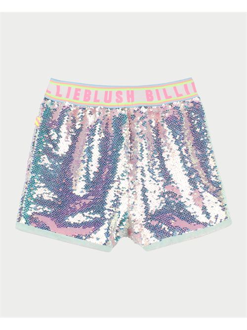 Billieblush silver shorts for girls with logo and sequins BILLIEBLUSH | U2090274A