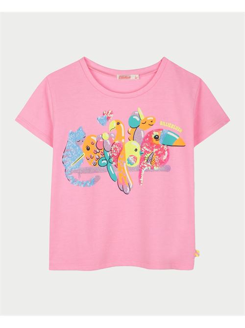 Billieblush Pink T-Shirt with Fantasy Print BILLIEBLUSH | U21058462