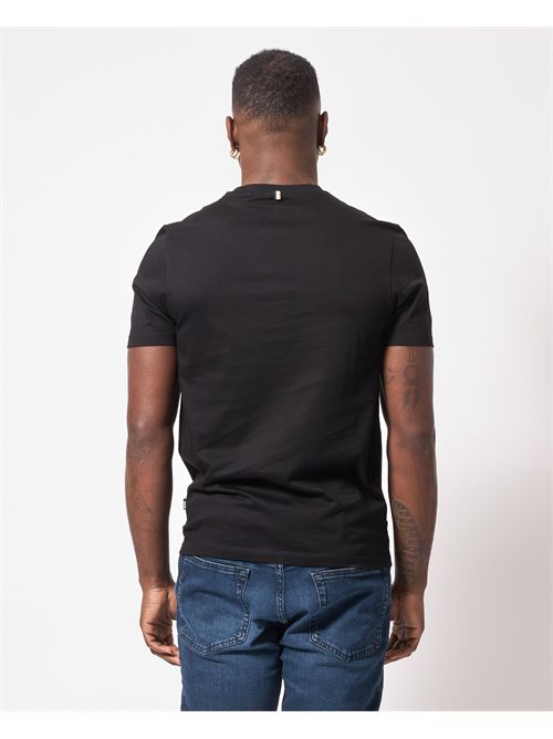 T-shirt nera girocollo Boss slim fit in cotone BOSS | 50468395001