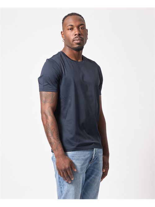 T-shirt Boss Slim Fit girocollo in cotone blu BOSS | 50468395404