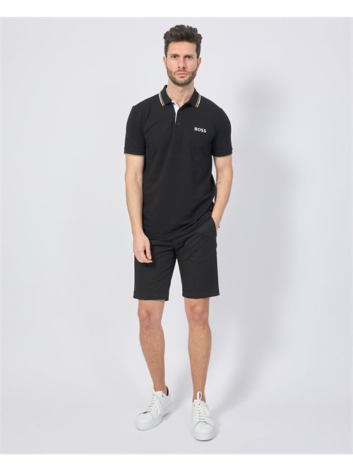 Boss men's black cotton blend polo shirt BOSS | 50469102009