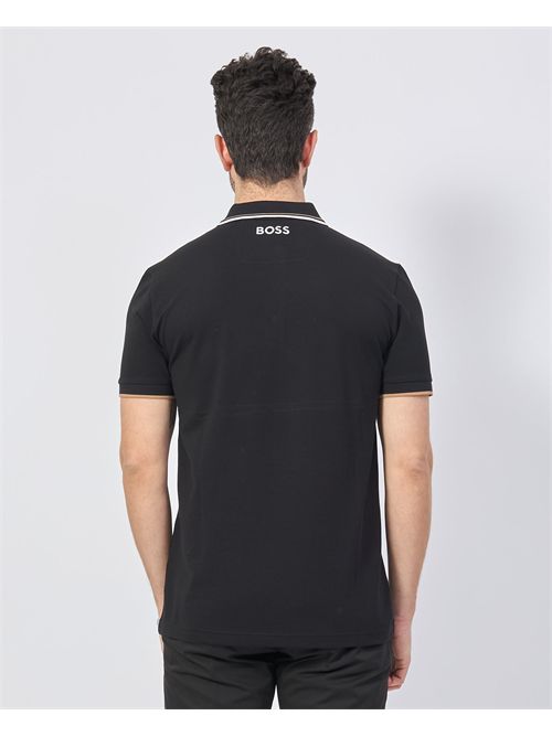 Boss men's black cotton blend polo shirt BOSS | 50469102009