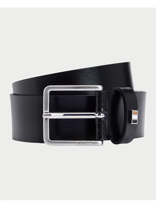 Ceinture en cuir noir Boss avec détails en métal BOSS | 50486839001