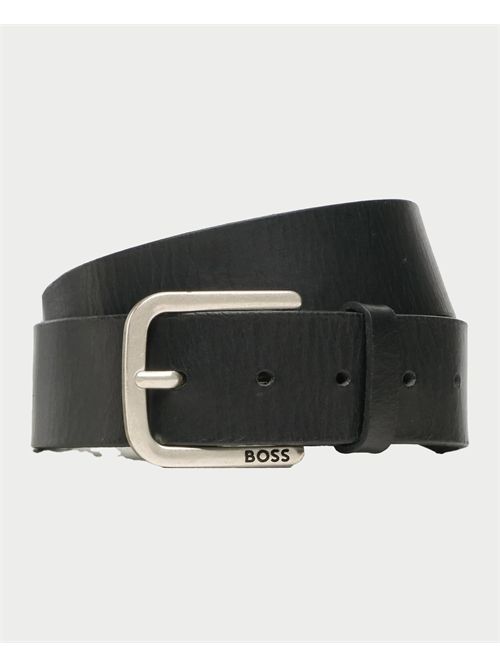 Boss men's leather belt with pin buckle