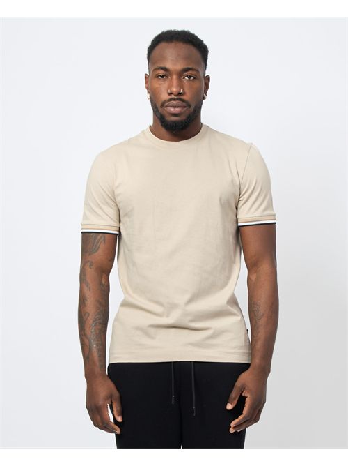 Boss Men's Crew Neck T-Shirt with Stripes on the Sleeves BOSS | 50501097275