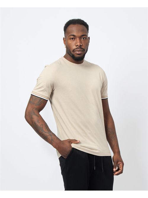 Boss Men's Crew Neck T-Shirt with Stripes on the Sleeves BOSS | 50501097275