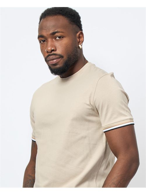 Boss Men's Crew Neck T-Shirt with Stripes on the Sleeves BOSS | 50501097275