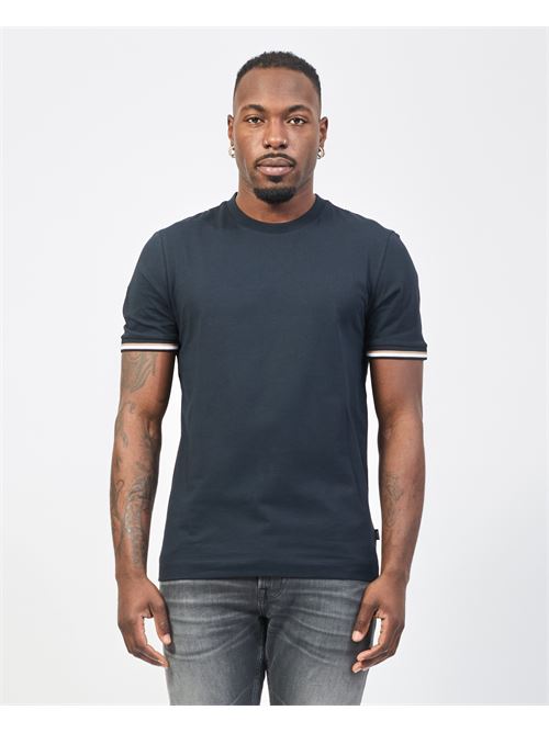 Boss Men's Crew Neck T-Shirt with Stripes on the Sleeves BOSS | 50501097404