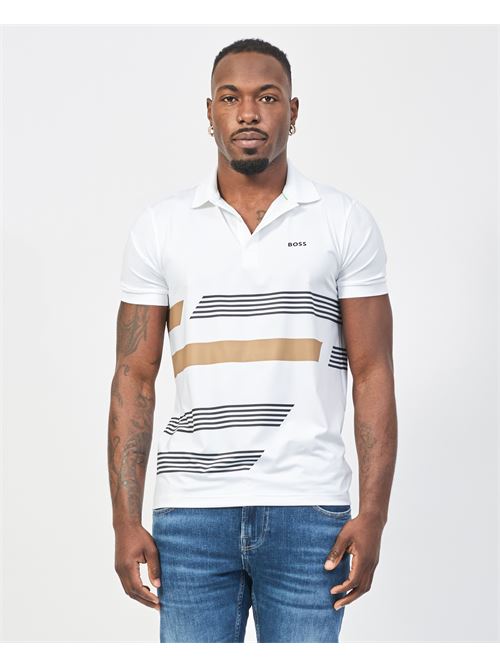 Boss men's polo with logo and printed stripes BOSS | 50536785100