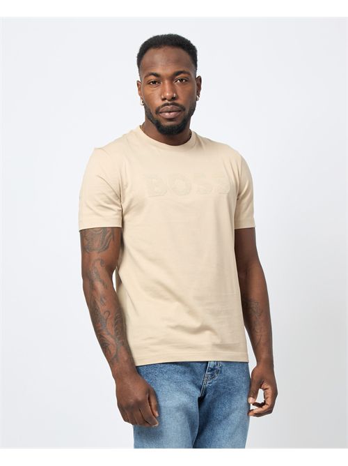 Boss men's T-shirt with embroidered logo on the front BOSS | 50536796275