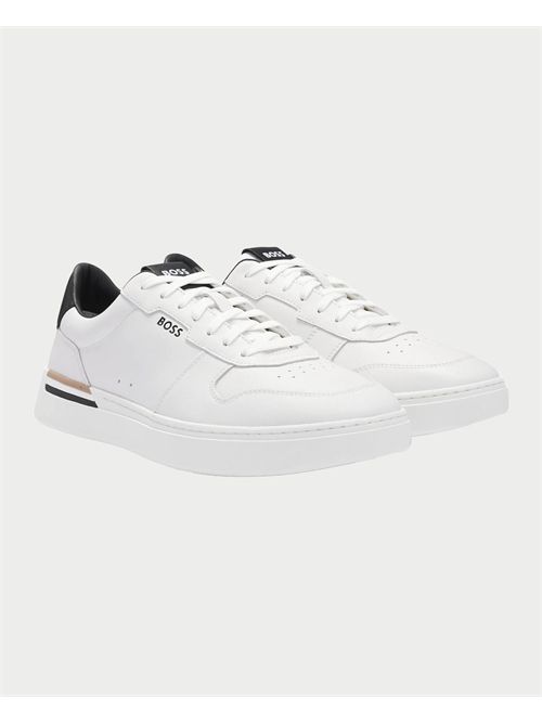 Boss leather sneakers with brand stripes BOSS | 50542538140