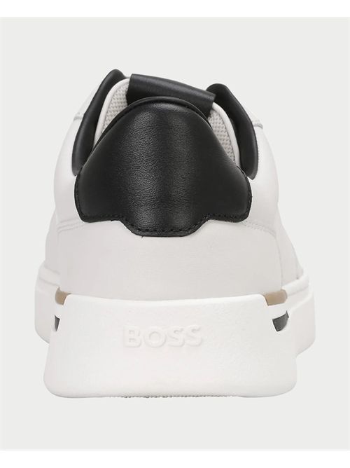 Boss leather sneakers with brand stripes BOSS | 50542538140