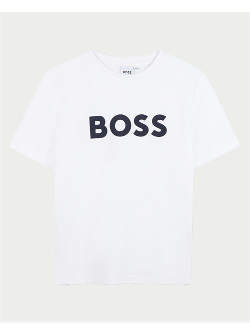 T-shirt bambino Boss in cotone con logo BOSS | J25P2410P