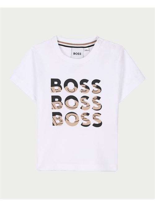 T-shirt bambino Boss con logo ripetuto BOSS | J5211310P