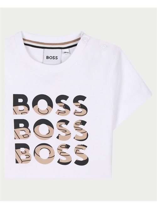 T-shirt bambino Boss con logo ripetuto BOSS | J5211310P