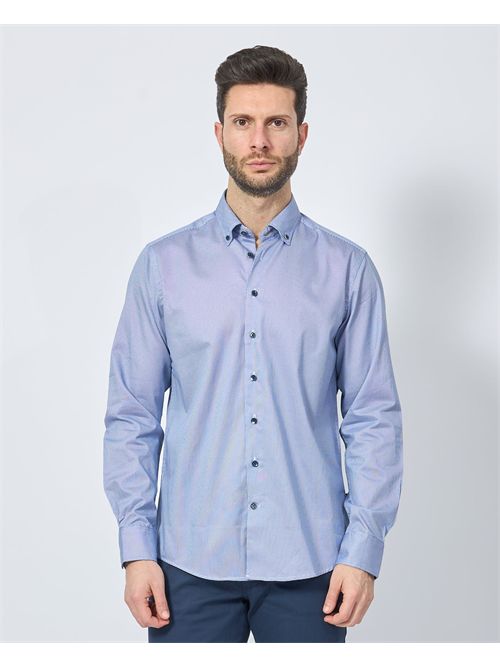 Bugatti blue cotton button down shirt BUGATTI | 9350-78415C320