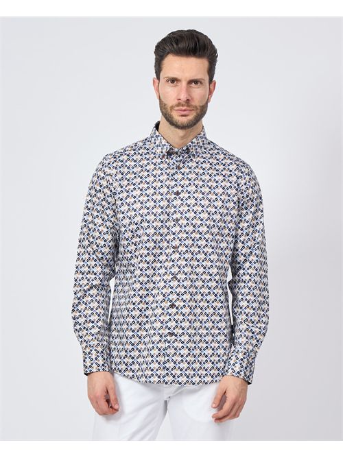 Bugatti men's patterned shirt with contrasting buttons BUGATTI | 9350-78514C390