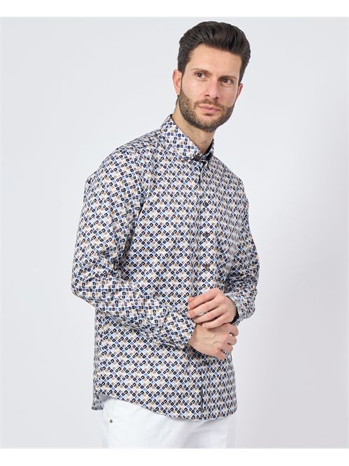 Bugatti men's patterned shirt with contrasting buttons BUGATTI | 9350-78514C390