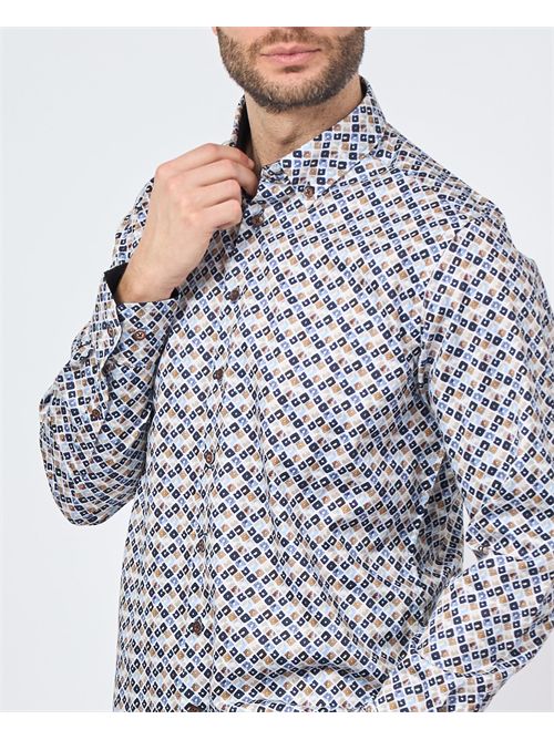 Bugatti men's patterned shirt with contrasting buttons BUGATTI | 9350-78514C390