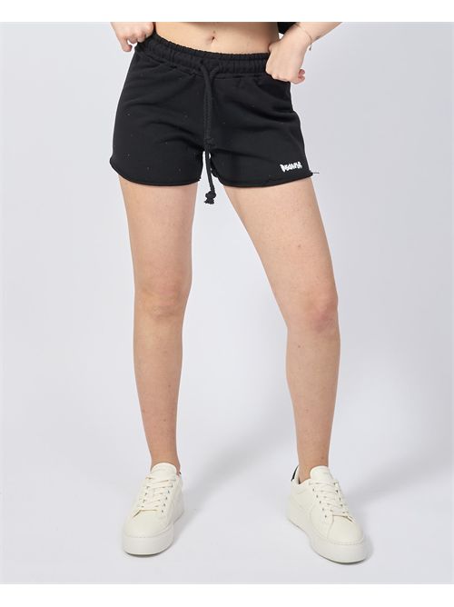 Disclaimer fleece shorts with elastic and drawstring