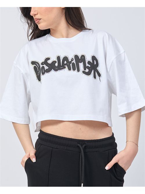 Disclaimer cropped fit women's t-shirt DISCLAIMER | DS54933BIANCO