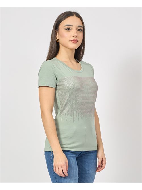 Fracomina crew neck T-shirt with front applications FRACOMINA | FP25ST3002J449N4247