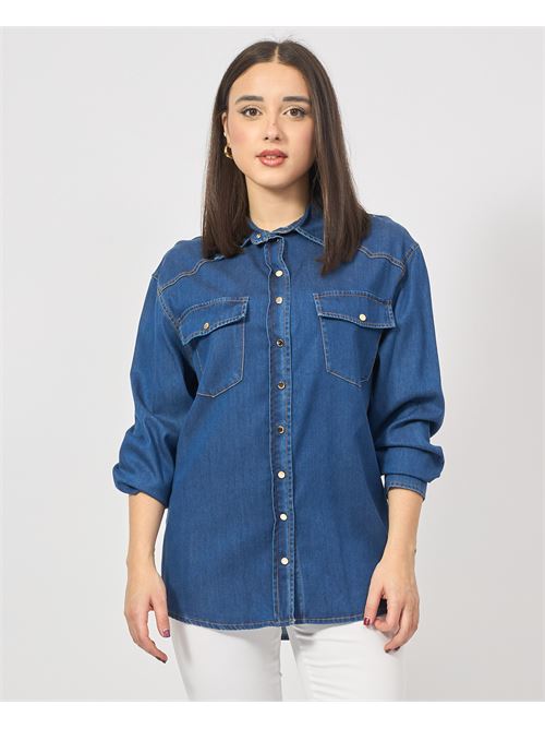 Camicia denim Fracomina con manica 3/4