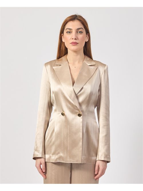 Blazer in raso donna Fracomina doppiopetto con strass FRACOMINA | FQ25SJ2002W791N8Q62