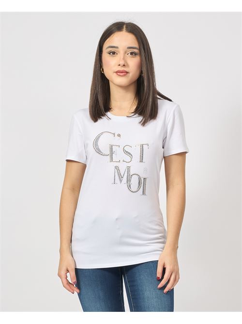 Fracomina T-shirt in cotton jersey with rhinestones FRACOMINA | FR25ST3004J44908278