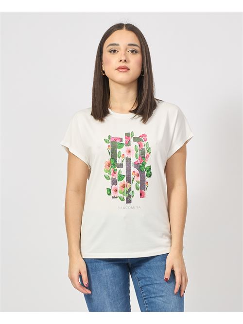 T-shirt en coton Fracomina avec imprimé sur le devant FRACOMINA | FR25ST3020J44908108