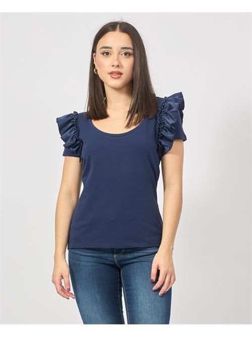 Fracomina T-shirt with ruffles on the shoulders FRACOMINA | FR25ST3042J401R9117