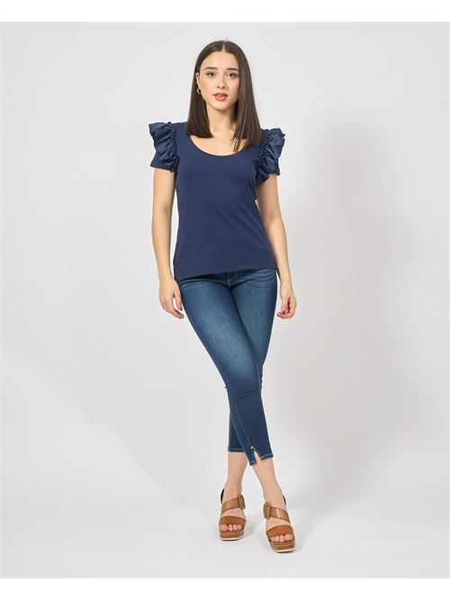 Fracomina T-shirt with ruffles on the shoulders FRACOMINA | FR25ST3042J401R9117