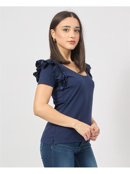 Fracomina T-shirt with ruffles on the shoulders FRACOMINA | FR25ST3042J401R9117