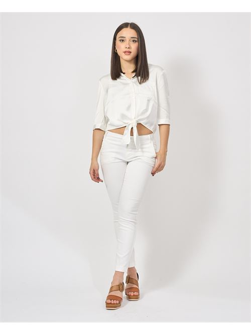 Fracomina cropped shirt with satin knot FRACOMINA | FR25ST6017W73301108