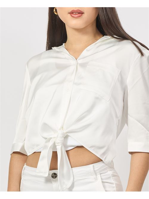 Camicia cropped Fracomina con nodo in raso FRACOMINA | FR25ST6017W73301108