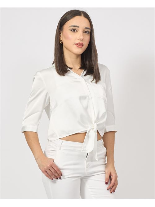 Camicia cropped Fracomina con nodo in raso FRACOMINA | FR25ST6017W73301108