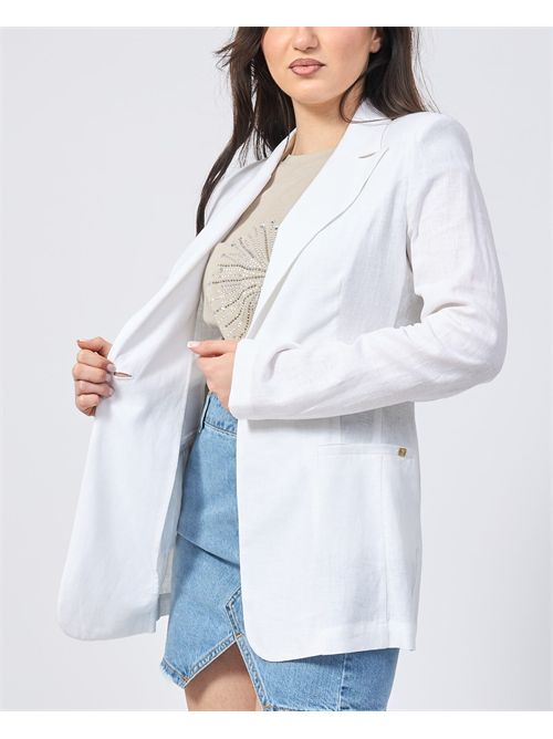 Gaudi white women's blazer with peak lapels GAUDI | 511BD350162100