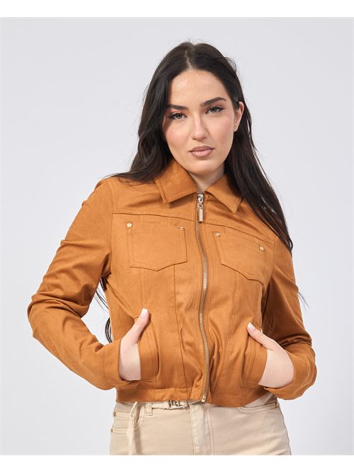 Veste Gaudi marron pour femme avec zip GAUDI | 511BD380013366