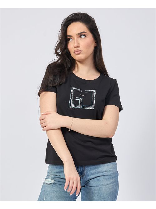 Gaudi women's T-shirt in cotton jersey with rhinestones GAUDI | 511BD640382001