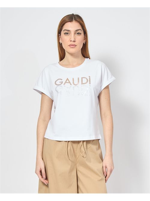 T-shirt bianca Gaudi con logo GAUDI | 511BD640422100