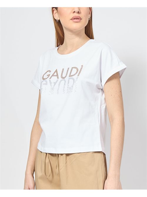 White Gaudi T-shirt with logo GAUDI | 511BD640422100