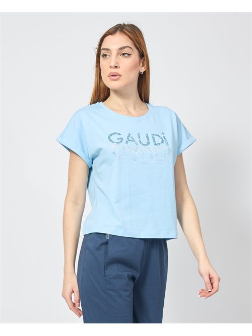 T-shirt bleu avec logo Gaudi GAUDI | 511BD640423956