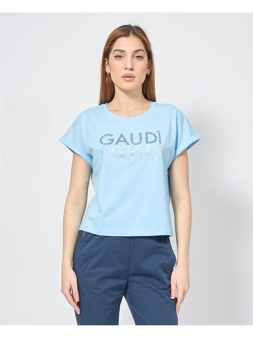 T-shirt blu Gaudi con logo GAUDI | 511BD640423956