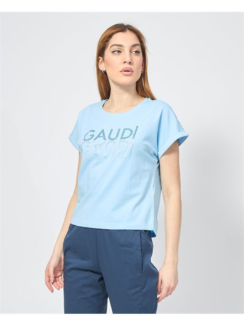 T-shirt bleu avec logo Gaudi GAUDI | 511BD640423956