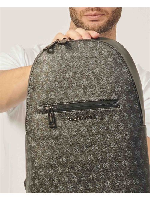 Gazzarrini men's backpack with all-over logo and front pocket GAZZARRINI | BAGI34GRNERO