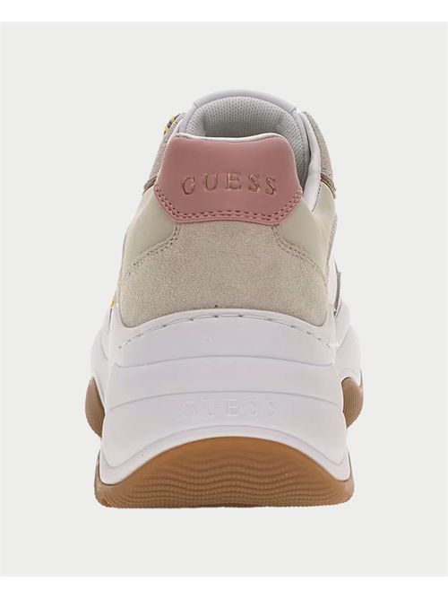 Baskets Guess Runner Happy en cuir mélangé GUESS | FLPHAP-PEL12BONE