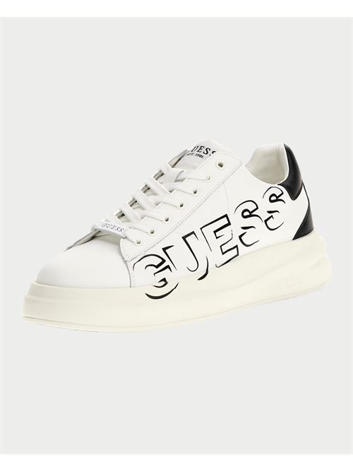 Baskets en cuir pour hommes Guess GUESS | FMPELB-SUE12WHIBK