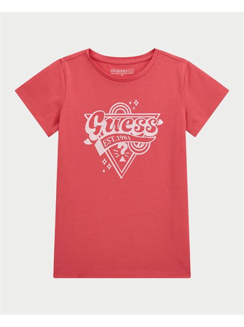 Guess crew neck T-shirt for girls with colorful print GUESS | J5RI02-K6YW4G5O5